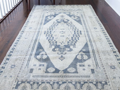 Medium blue and green Sivas Turkish Rug.