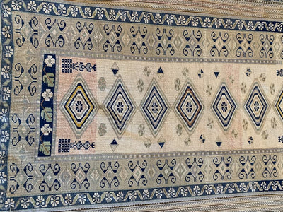 Medium blue & green Sivas Turkish Rug.