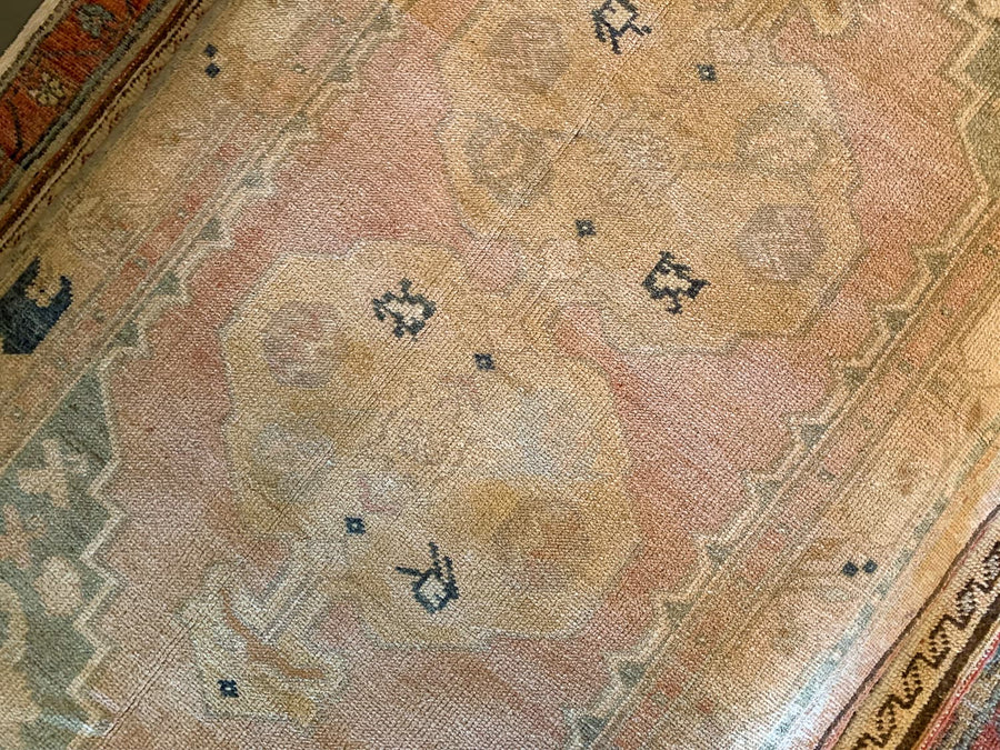 Hand knotted small blue & green For Turkish rug